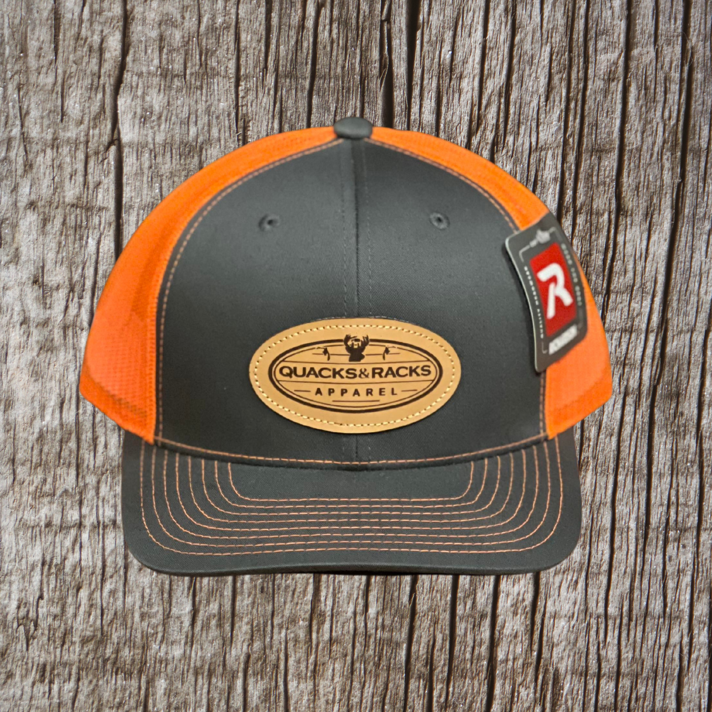 Charcoal & Neon Orange Richardson Snapback Hat