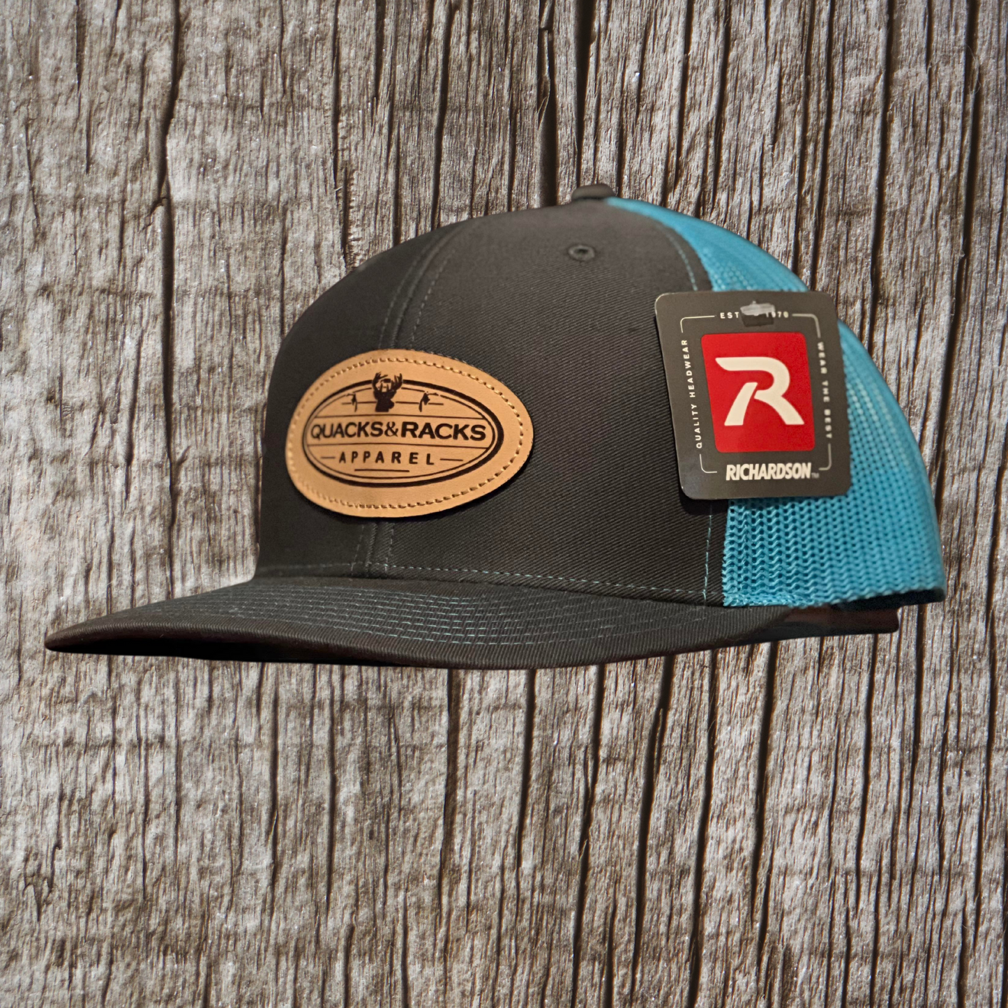 Charcoal & Neon Blue Richardson Snapback Hat