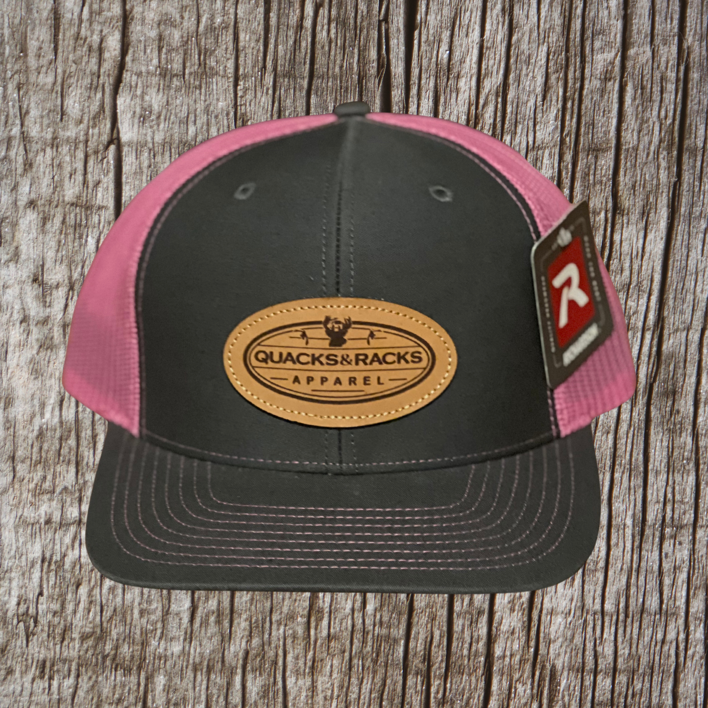 Charcoal Grey & Pink Richardson Snapback Hat